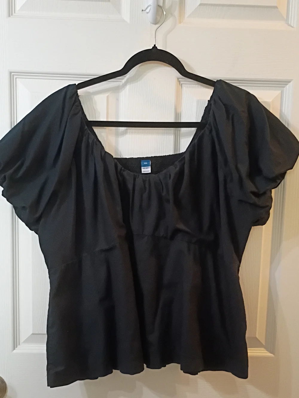Old Navy Black Puff-Sleeve Scoop Neck Blouse